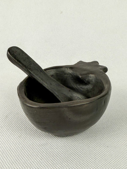 Oaxaca Black Clay Mini Heart Shaped Bowl with Spoon Tazón de Corazón Barro Negro