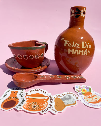 Mothers Day Gift Set Mexican Clay Pottery Gift Set Regalo para Dia de las Madres