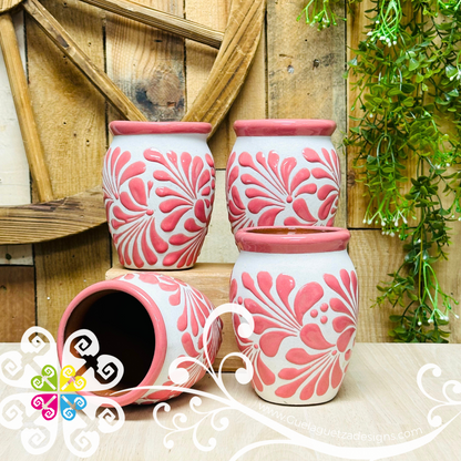 Set of Pink Espiga Plumeado Cantarito Cup - Set Clay Cantarito