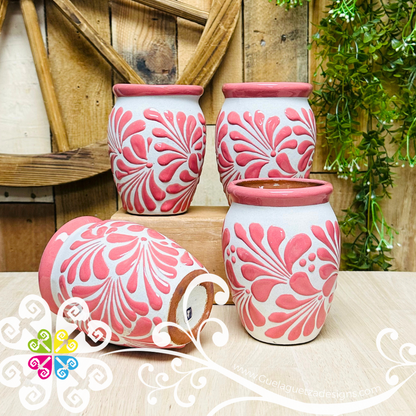 Set of Pink Espiga Plumeado Cantarito Cup - Set Clay Cantarito