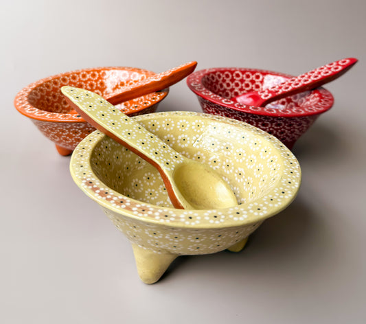 Michoacan Mexican Clay Molcajete Mexican Clay Bowl With Spoon Salsa Bowl With Spoon Traditional Mexican Bowl