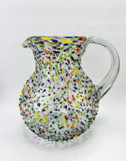 Mexican Glassware Pitcher Set Mexican Blown Glassware Mexican Confetti Glassware