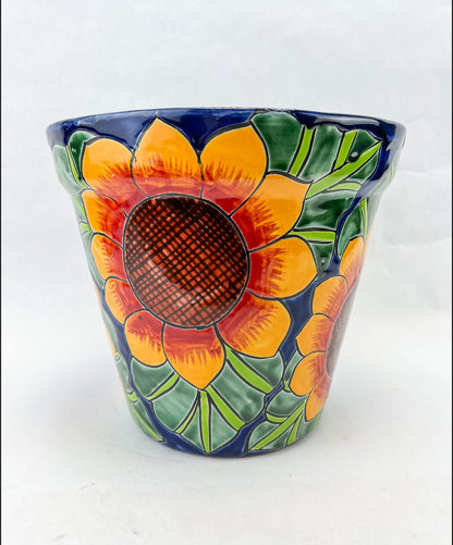 Talavera Sunflower Pot 10 Inches Planter Mexican Pottery Flower Pots Flower Pots From Mexico Mexican Talavera Flower Pots