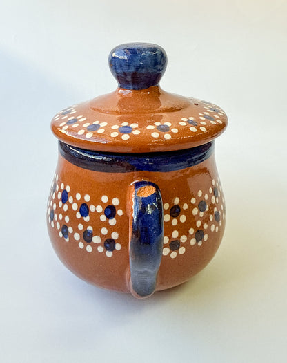Michoacan Sugar Bowl Azucarera de Barro Hand Painted Azucarera