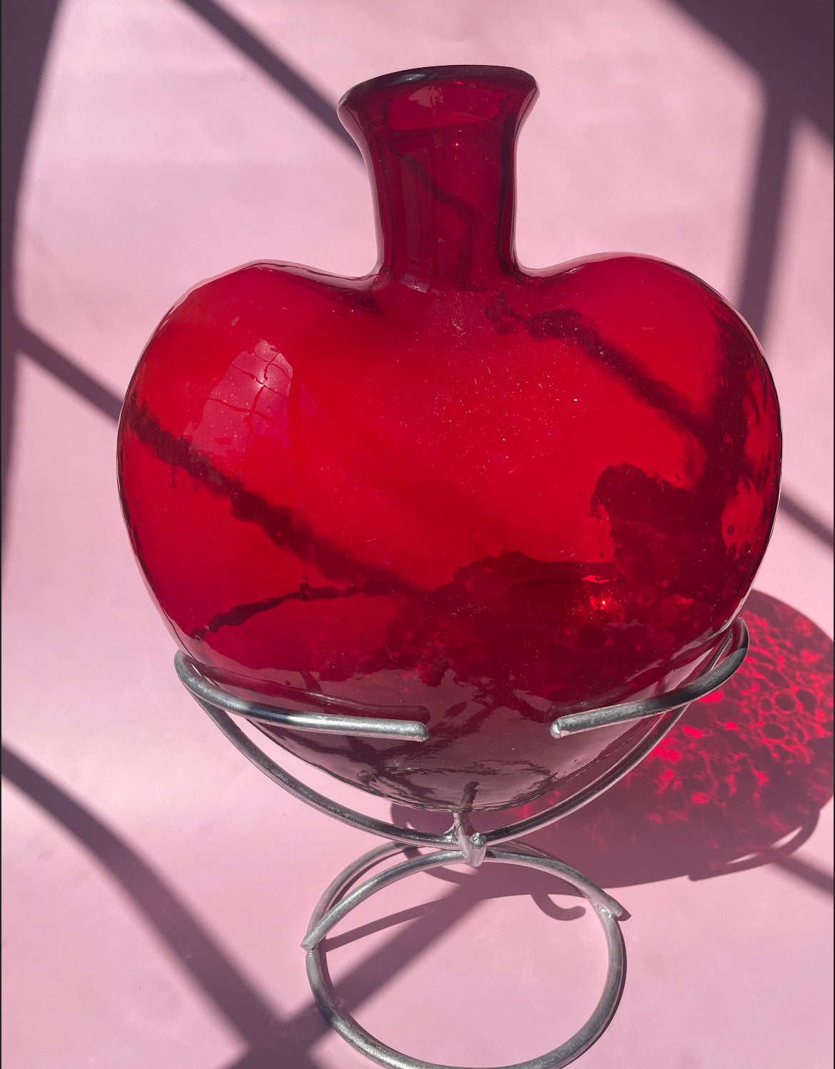 Mexican Glass Heart Giant Glass Cabo Heart With Stand Mexican Heart Glass Vase Corazones