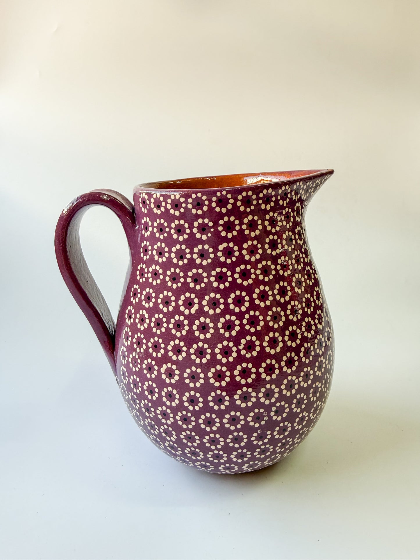 Michoacan Capulineado Clay Pitcher Jarra de Barro Capula