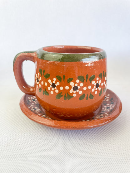 Michoacan Mexican Clay Mug and Plate Set Lead Free Clay Mug Taza