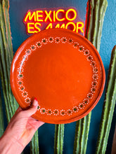 Load image into Gallery viewer, Mexican Clay Plates Set of 4 Round Mexican Clay Dinner Plates Mexican Plates Plato Redondo Trinche Lead Free Traditional Mexican Plates
