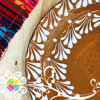 Natural with White Espiga Dinner Plate 10" - Clay Plate