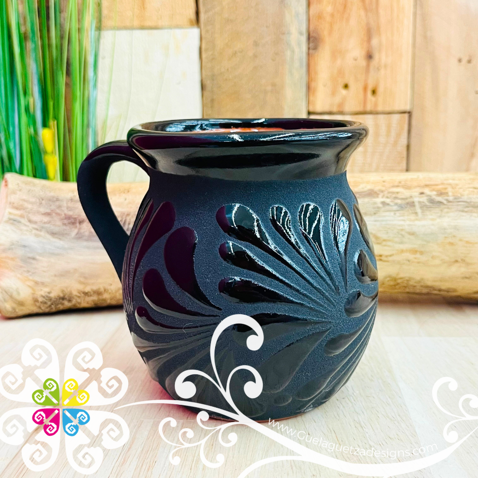 Wholesale Set of Black Espiga Clay Mugs - Set Taza Barro