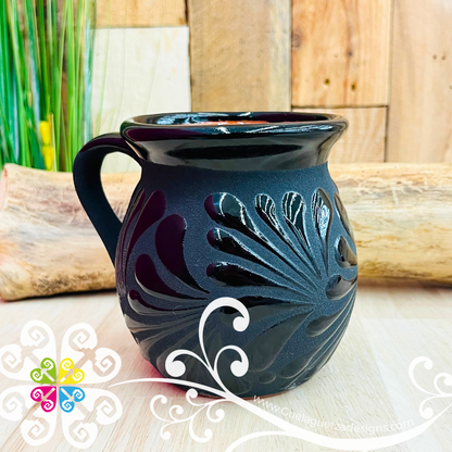 Wholesale Set of Black Espiga Clay Mugs - Set Taza Barro