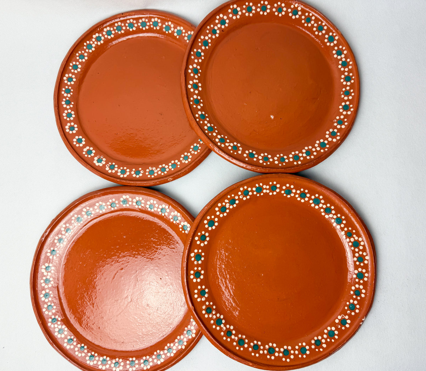 Mexican Clay Plates Set of 4 Round Mexican Clay Dinner Plates Mexican Plates Plato Barro Trinche Lead Free Traditional Mexican Plates