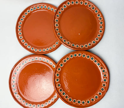 Mexican Clay Plates Set of 4 Round Mexican Clay Dinner Plates Mexican Plates Plato Barro Trinche Lead Free Traditional Mexican Plates