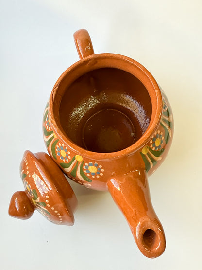 Michoacan Mexican Tea Pot Tetera de Barro Lead Free Pottery Tea Pot Mexican Clay Pot
