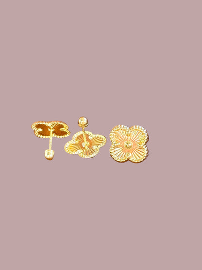 10K Solid Gold Flower Earrings for Girls - Aretes de oro 10k Flor