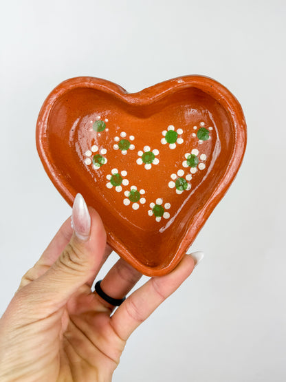 Traditional Mexican Clay Heart Plate Set of 2 - Plato Corazon Barro