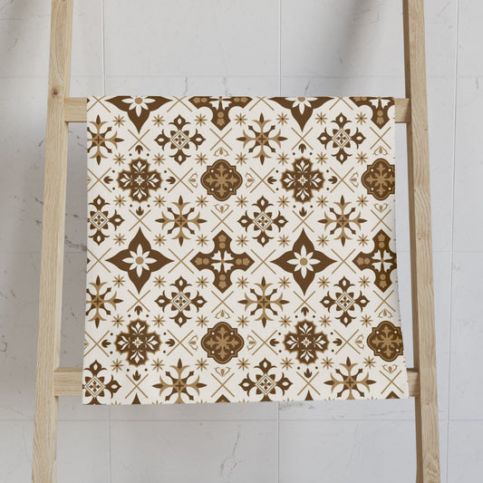 Set of 2 brown talavera tiles tea towels for Hispanic, Latin and Mexican kitchen decor. Brown Talavera Kitchen towel Cotton
