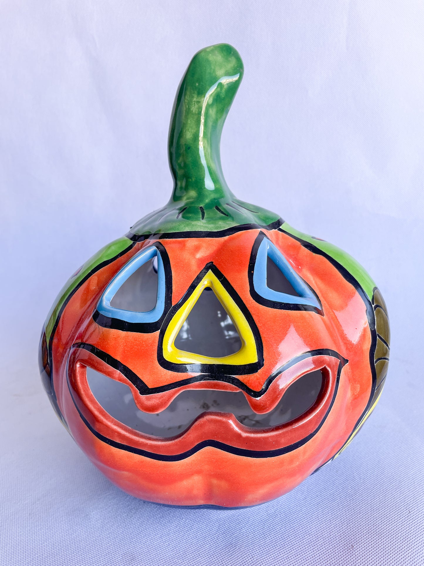 Mexican Pumpkin Talavera Pottery Pumpkin Candle Holder Pumpkin Patch Decorations Pumpkin Halloween Decor Pumpkin Fall Decor Pumpkin Porch Decor