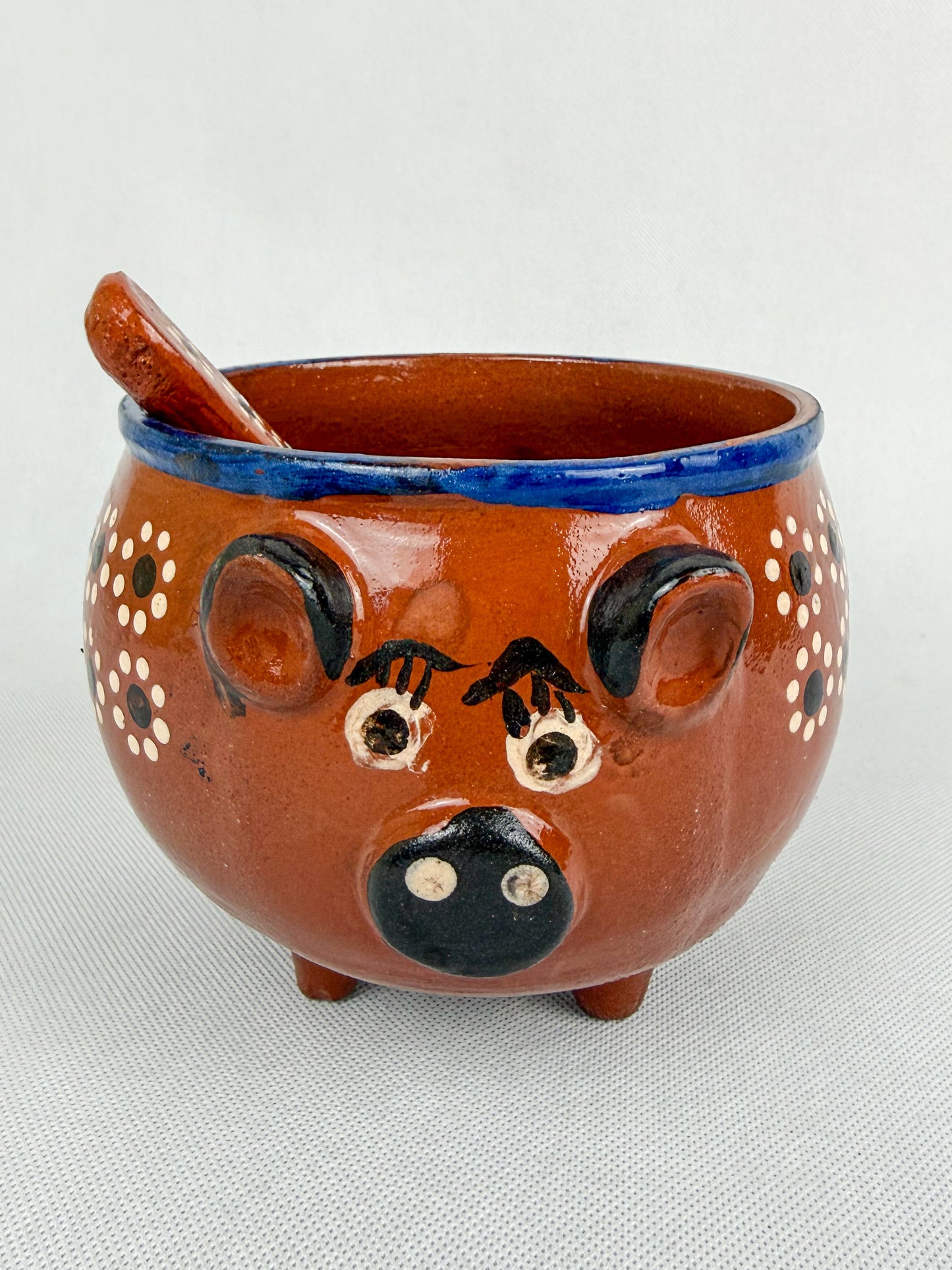 Michoacan Mexican Clay Bowl with Lid Marranito Salsera Mexican Marranitos Puerquitos