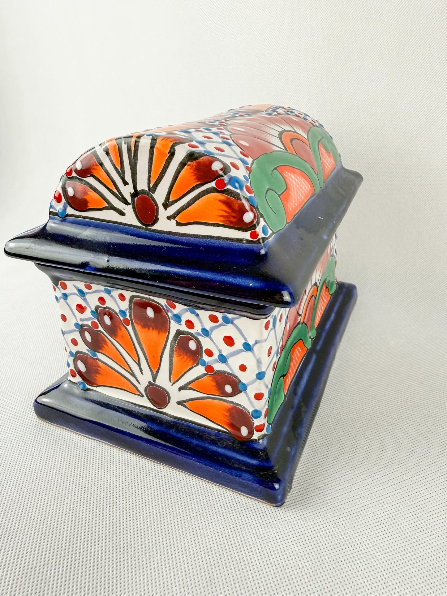 Mexican Pottery Chest Trinket Box Talavera Baul