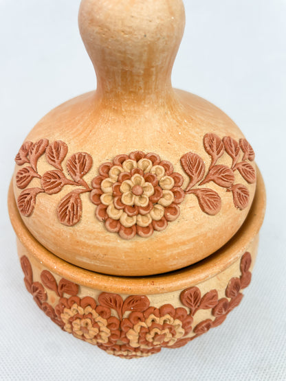 Velasco Oaxaca Pottery Sugar Bowl Azucarera Mexican Clay Filigree Filigrana Oaxacan Pottery Atzompa Pottery