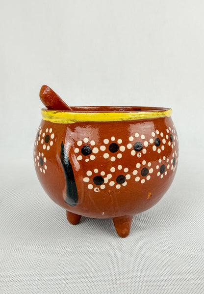 Michoacan Mexican Clay Bowl with Lid Marranito Salsera Mexican Marranitos Puerquitos