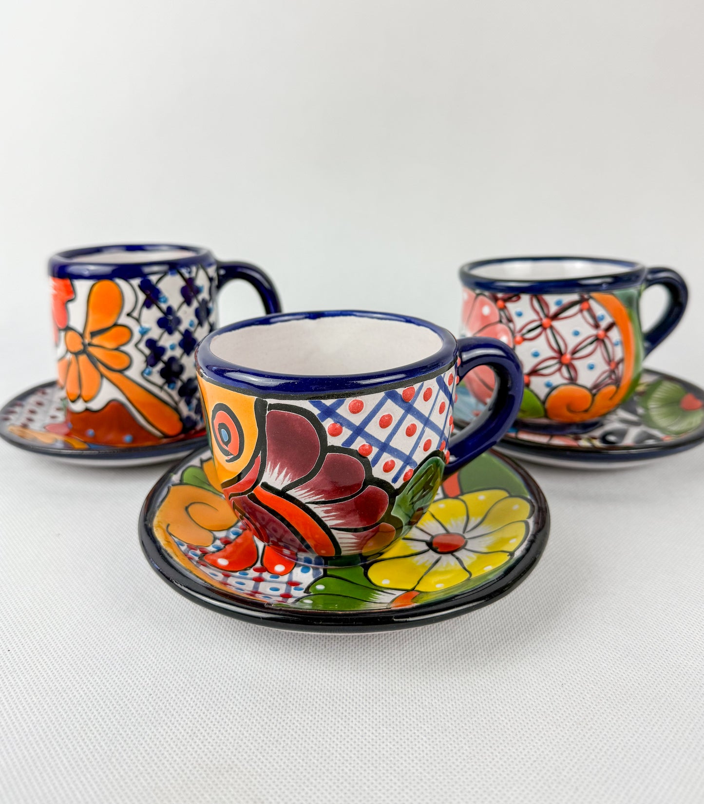 Talavera Coffee Mug Multicolor Taza Con Plato Talavera