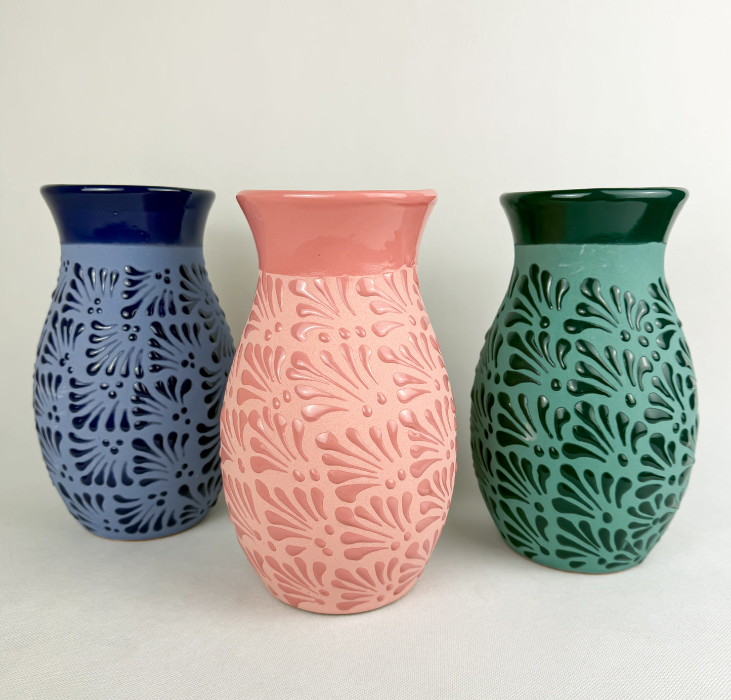 Talavera Style Flower Vase 9 Inch Centerpiece Colorful Florero