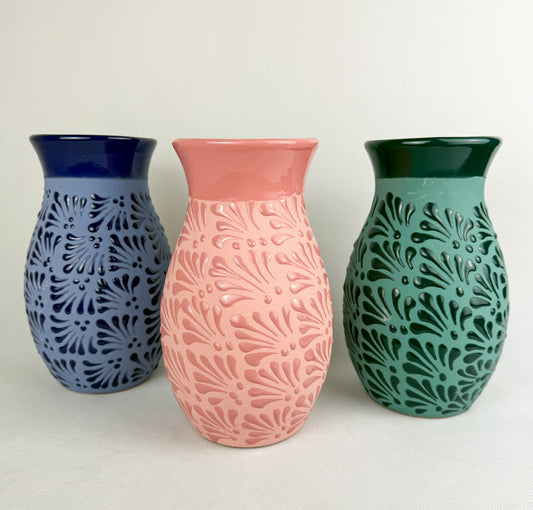 Talavera Style Flower Vase 9 Inch Centerpiece Colorful Florero