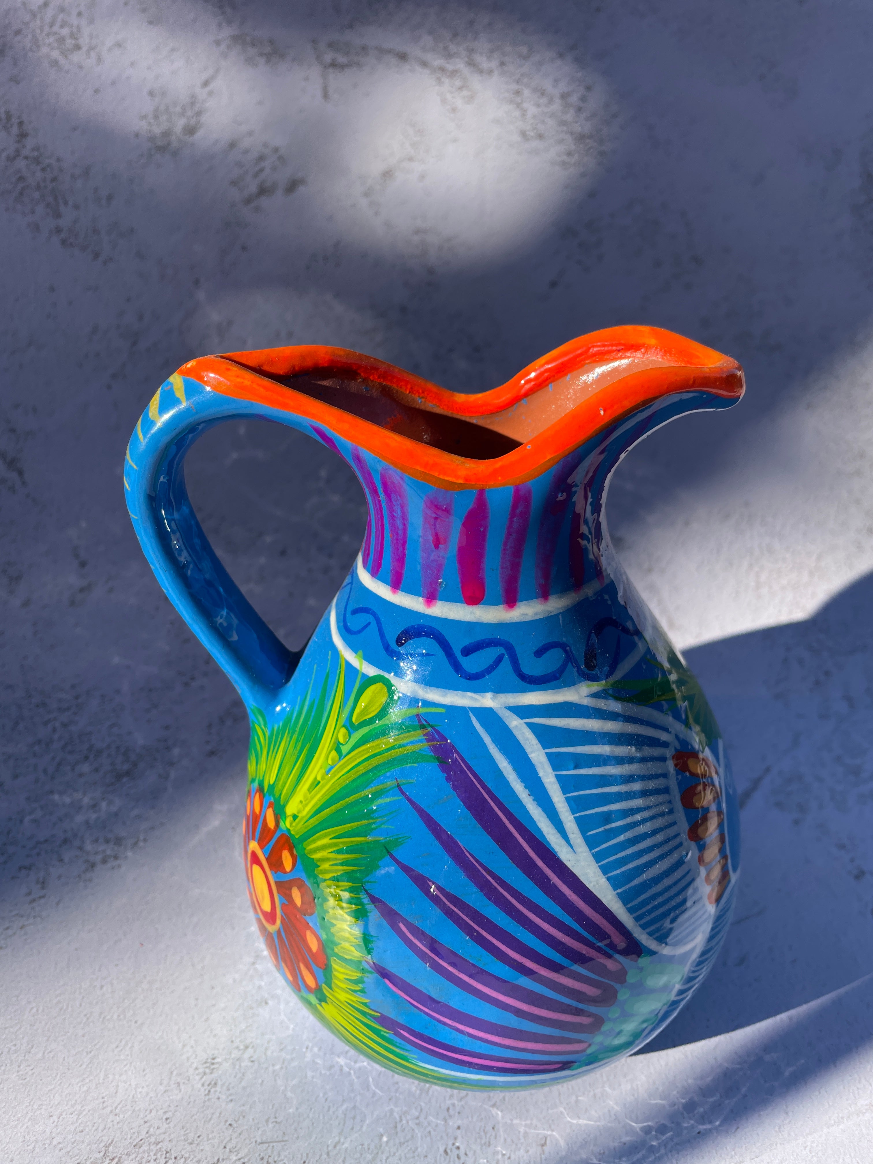 Hand outlets Painted Mexican Water Pitcher