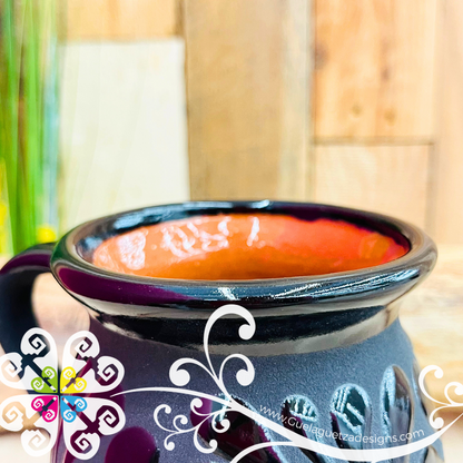 Wholesale Set of Black Espiga Clay Mugs - Set Taza Barro