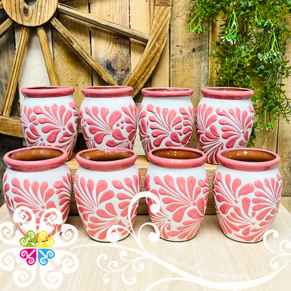 Set of Pink Espiga Plumeado Cantarito Cup - Set Clay Cantarito