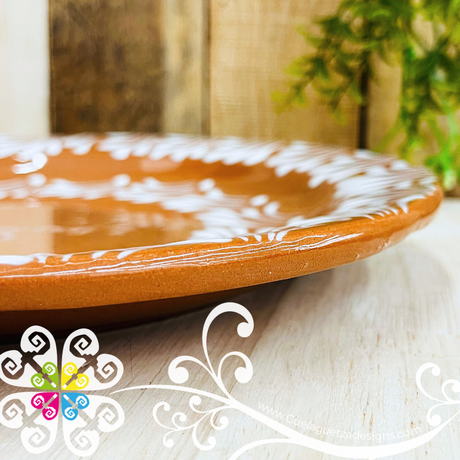 Natural with White Espiga Dinner Plate 10" - Clay Plate