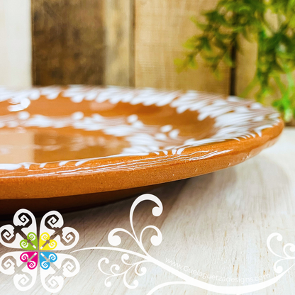 Natural with White Espiga Dinner Plate 10" - Clay Plate