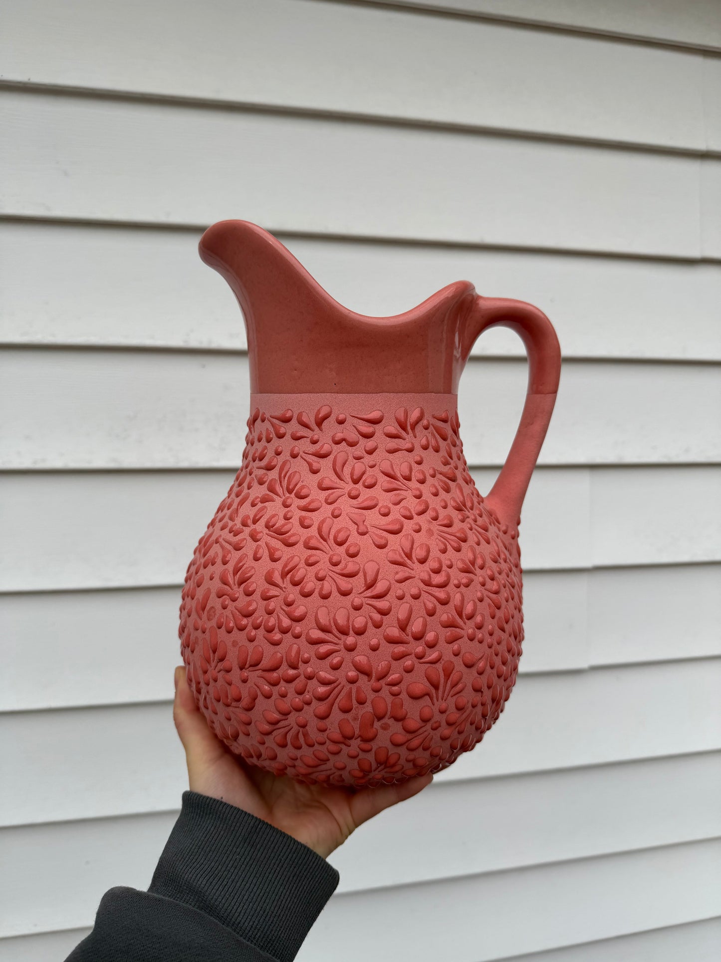 Talavera Style Pink Clay Pitcher - Jarra Rosa