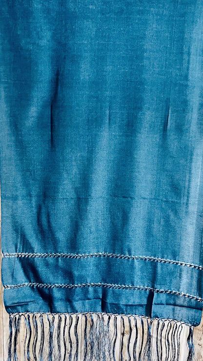 Mexican Shawl Silk Wrap Blue -  Reboso