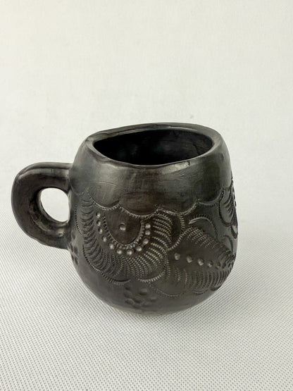 Oaxaca Black Clay Mugs With Plate Taza Con Plato Barro Negro Black Pottery