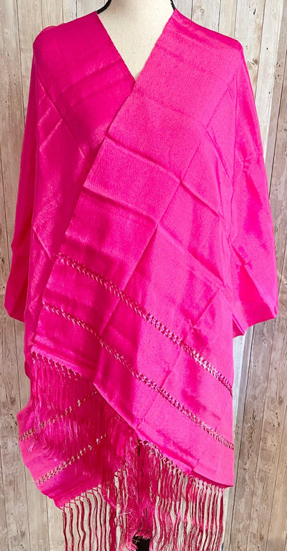 Mexican Rebozo Silk Hot Pink - Reboso Mexicano De Artiseda