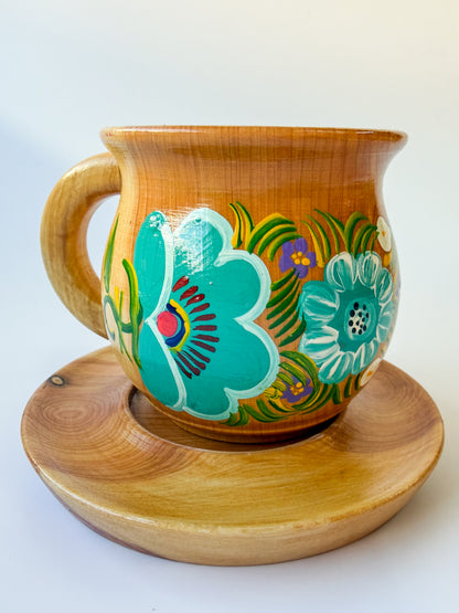 Mexican Handpainted Wooden Mug - Taza Parota
