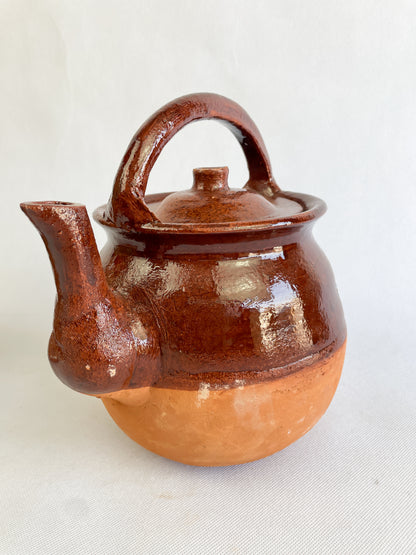 Tonala Mexican Tea Pot Tetera de Barro Lead Free Pottery Tea Pot Mexican Clay Pot