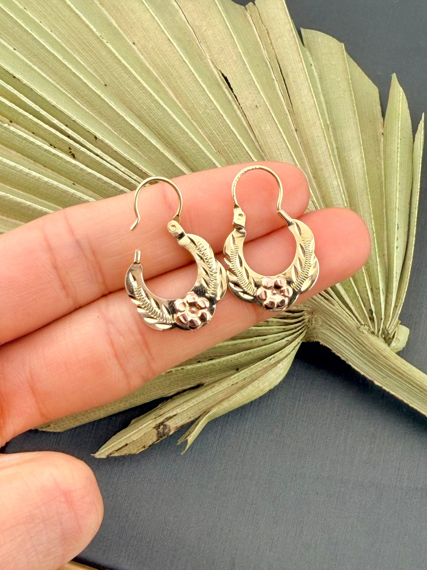 10kt Gold hoop earrings | Basket hoops real gold | Mexican gold jewelry