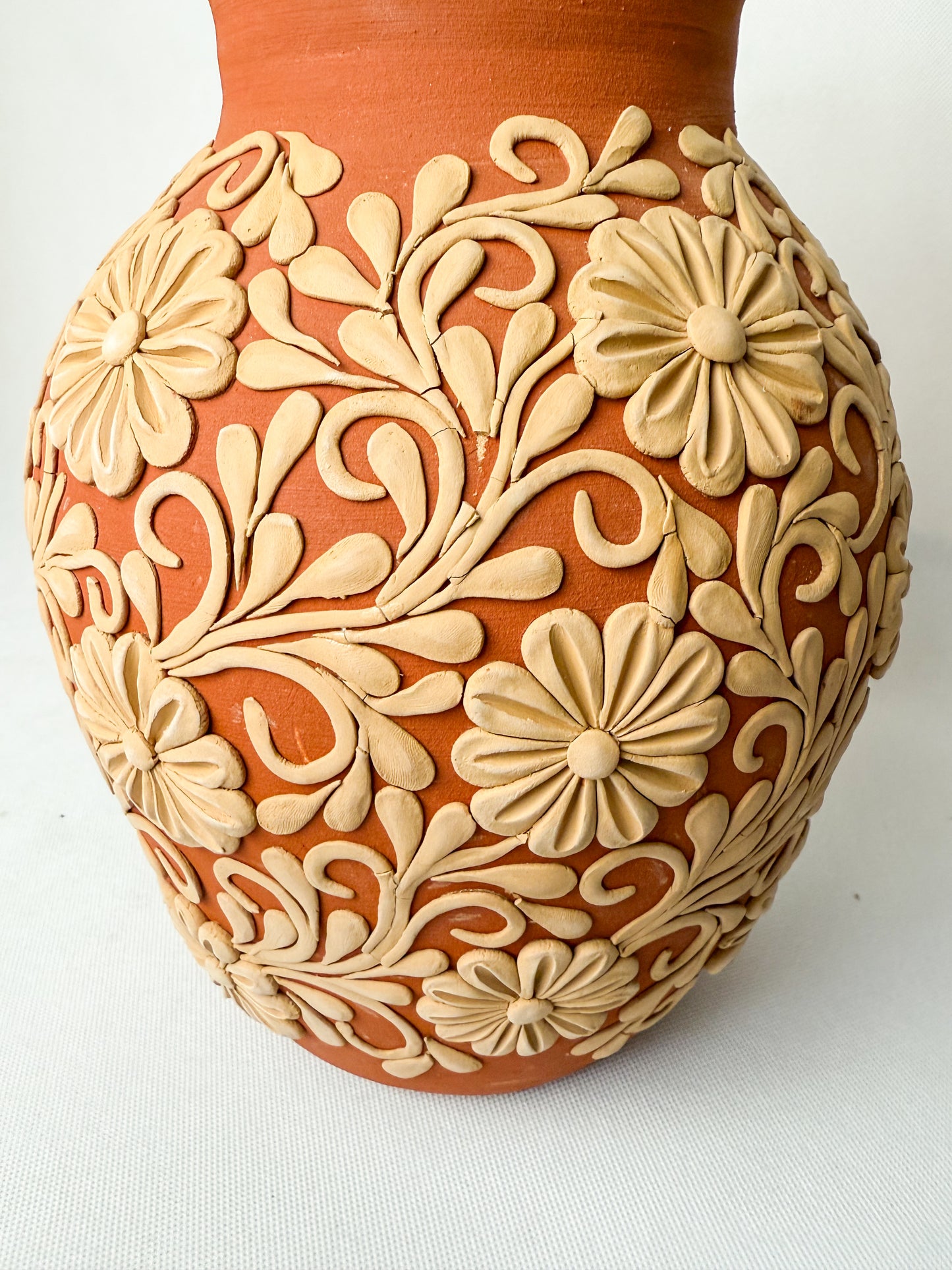 Gaytan Clay Vase DISCOUNTED Tall Mexican Flower Vase Mexican Barro Florero