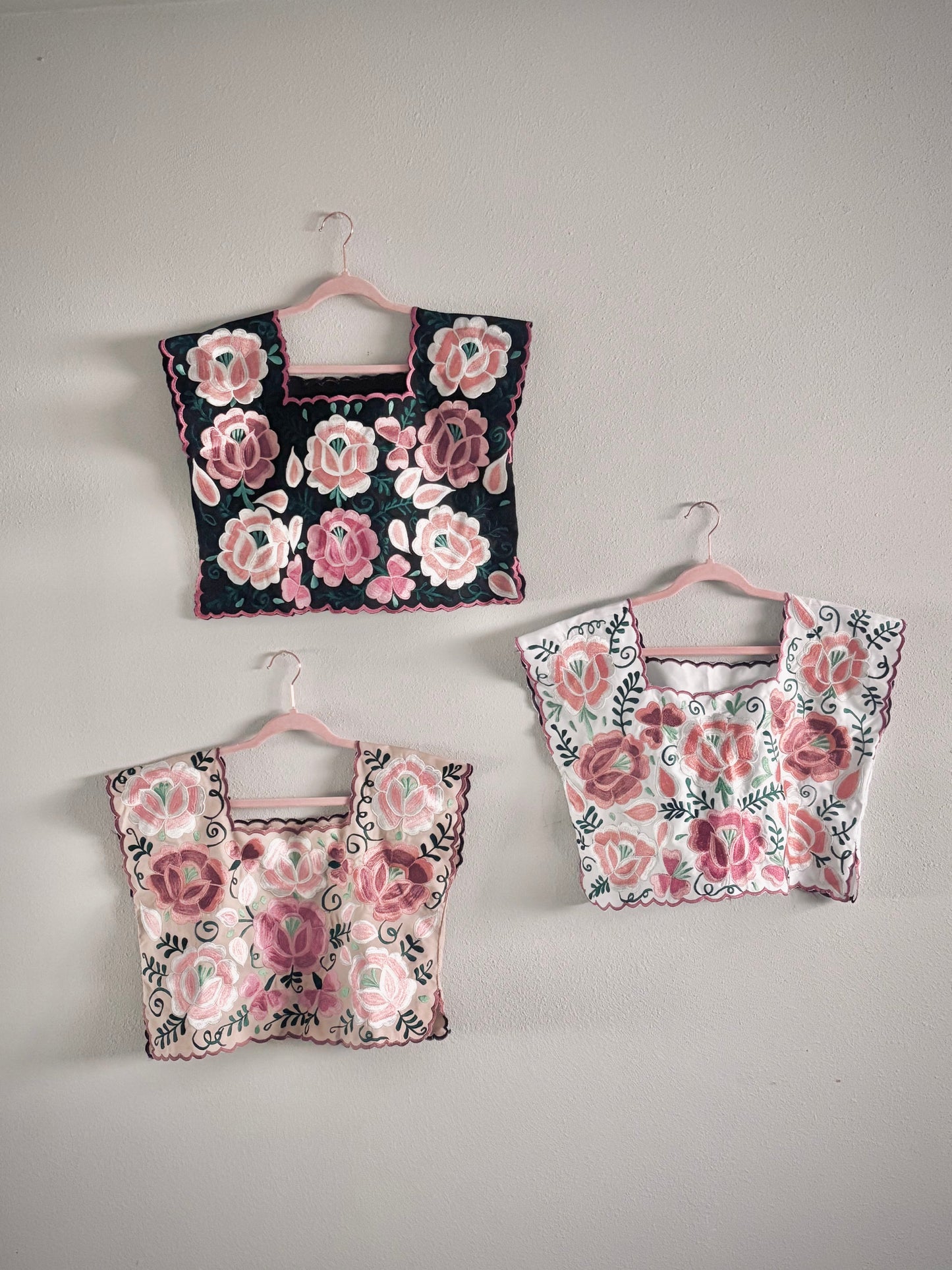 Paloma Floral Embroidered Blouse – Handmade Mexican Top in Pastels