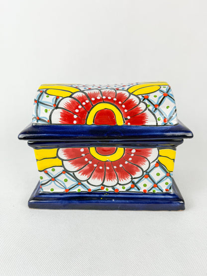 Mexican Pottery Chest Trinket Box Talavera Baul