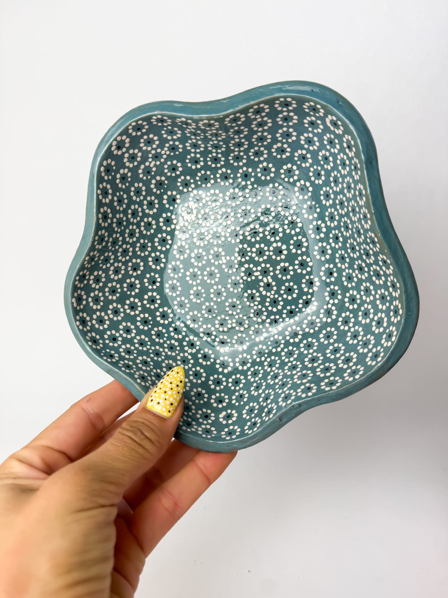 Michoacan Capulineado Clay Plate Flower Shaped Plato Flor Capula