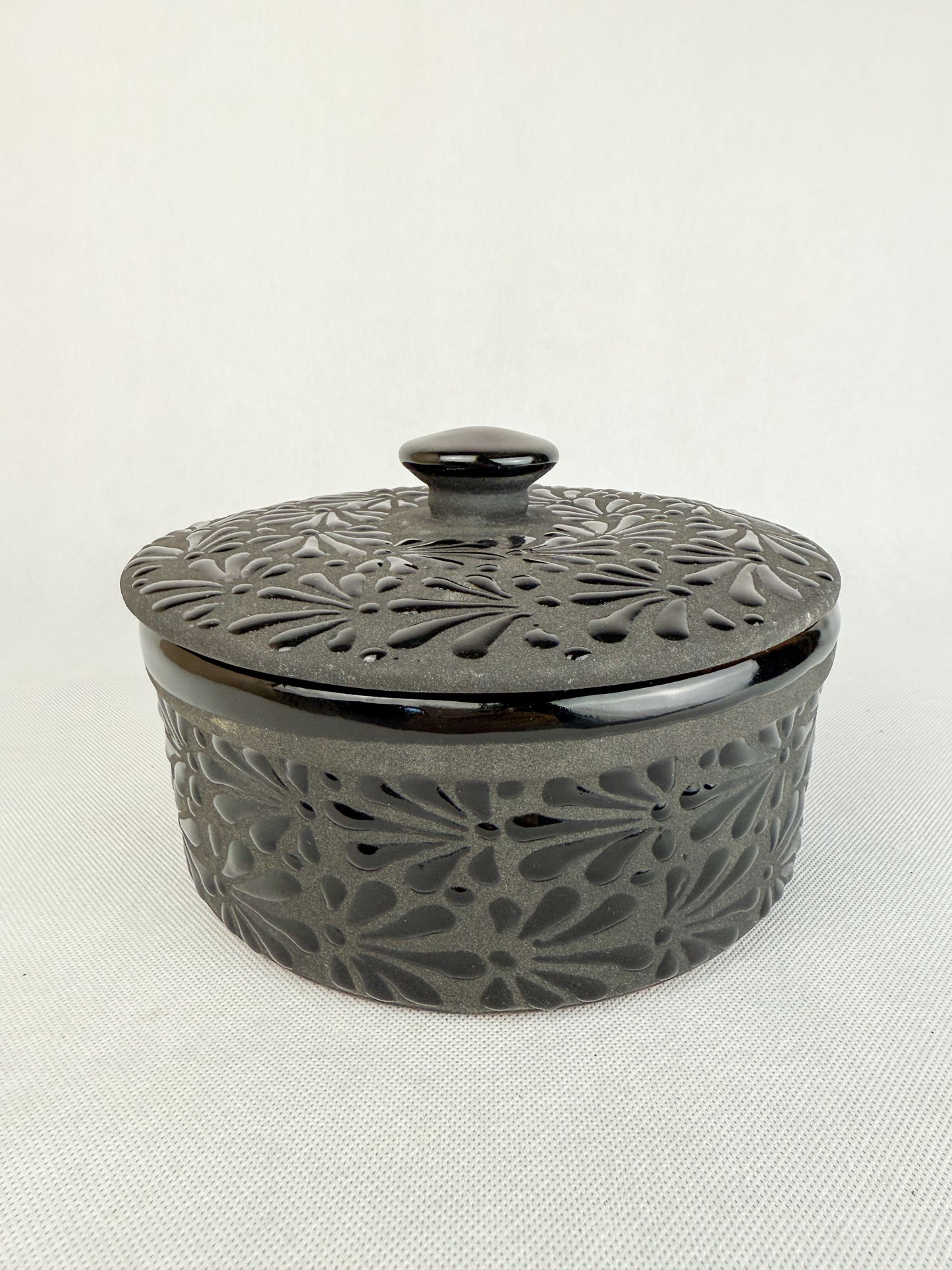Black Talavera Style Tortilla Warmer Tortilla Holder Tortillero Negro