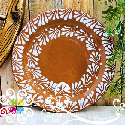 Natural with White Espiga Dinner Plate 10" - Clay Plate