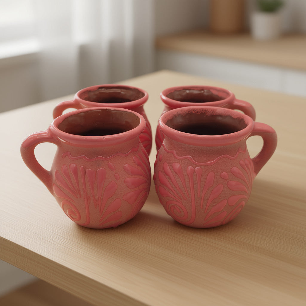 Wholesale Pink Talavera Mug | Authentic Handmade Mexican Clay Jarrito