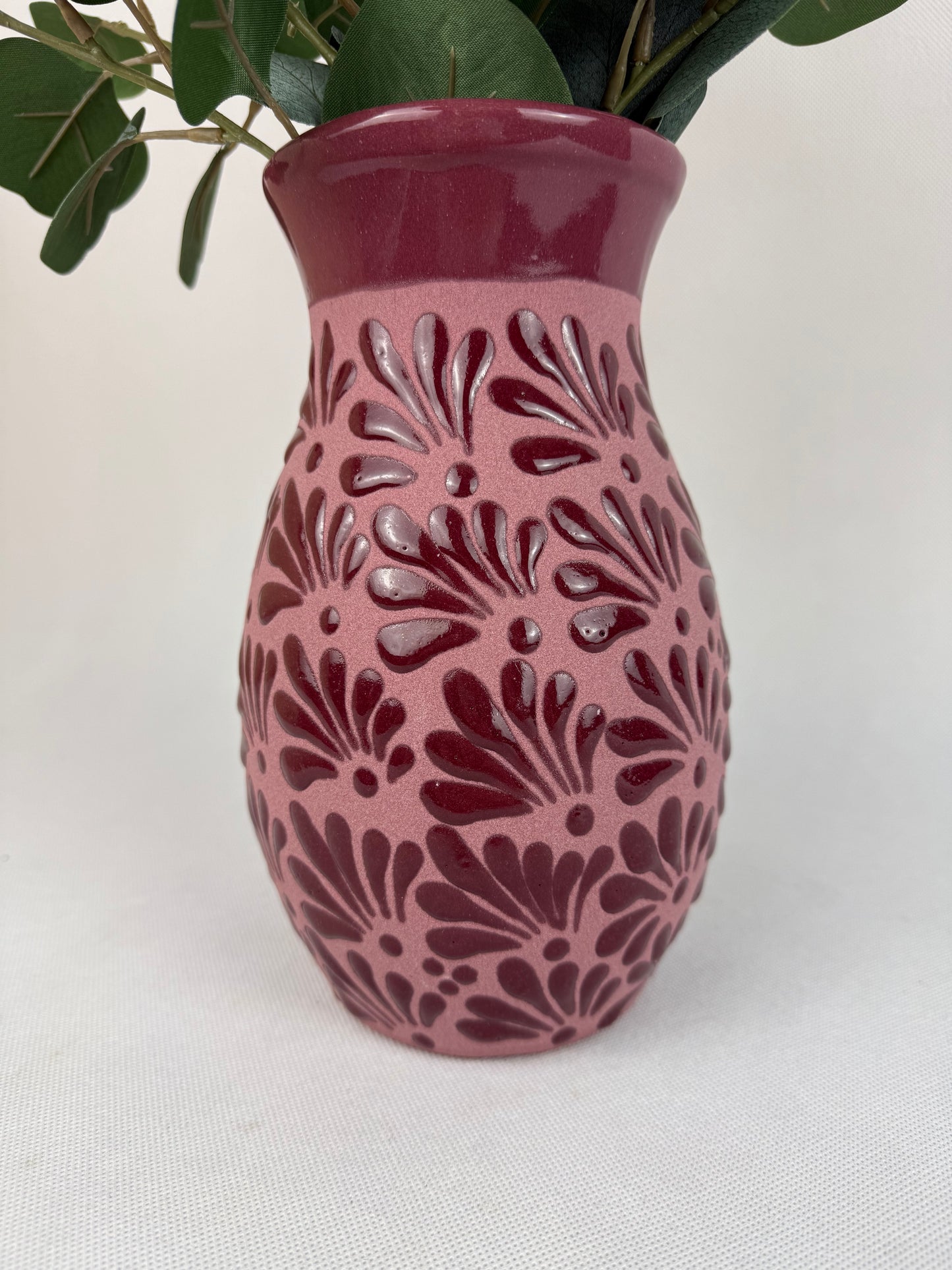 Talavera Style Flower Vase 9 Inch Centerpiece Blue And White Colorful Florero