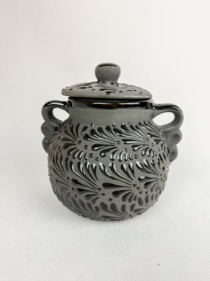 Black Talavera Style Clay Pot Not for Cooking - Olla Bombonera Engobe